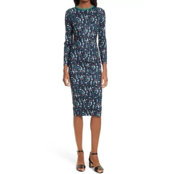 BNWT TED BAKER LONDON Long Sleeve Midi Printed Dress - Picture 1 of 14